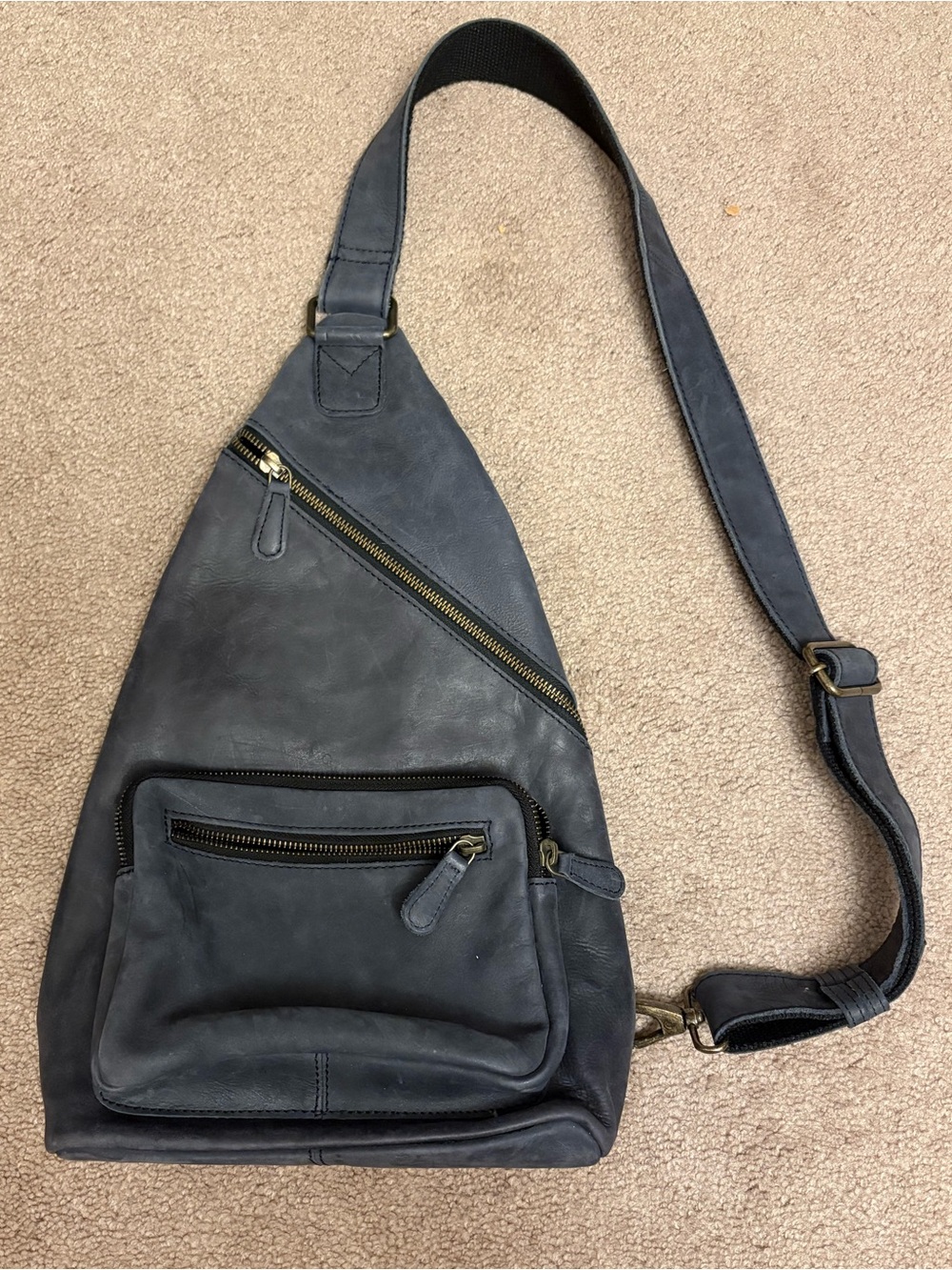 Paul & Taylor Leather Charcoal Sling Bag - Minimalist Crossbody